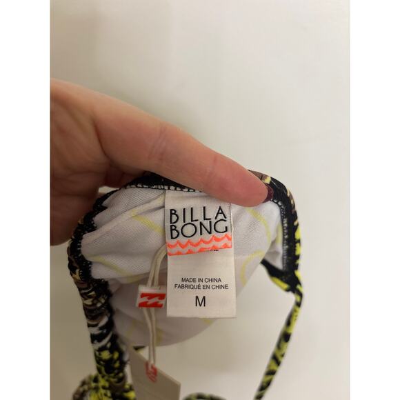 Billabong Bikini Womens Medium Neon Yellow Leopard Print Triangle Top NWT - Picture 3 of 8